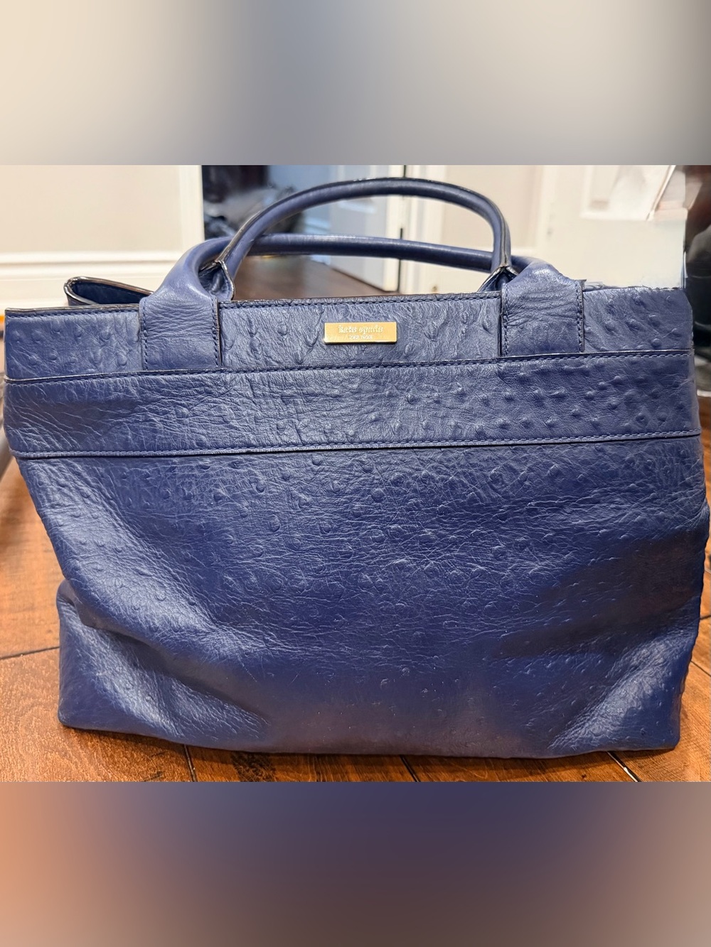 Kate Spade Blue Ostrich Leather Tote